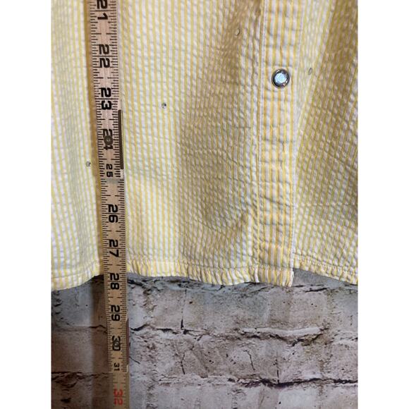 Quacker Factory Top Womens Large Yellow Striped Jewel Snap Up Beaded Button Up - Picture 9 of 13